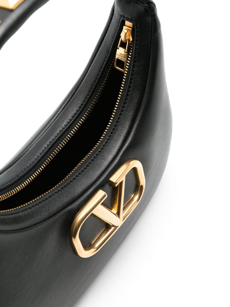 Black Stud Sign Leather Hobo Bag
