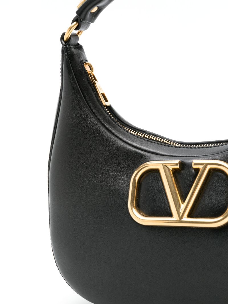 Black Stud Sign Leather Hobo Bag