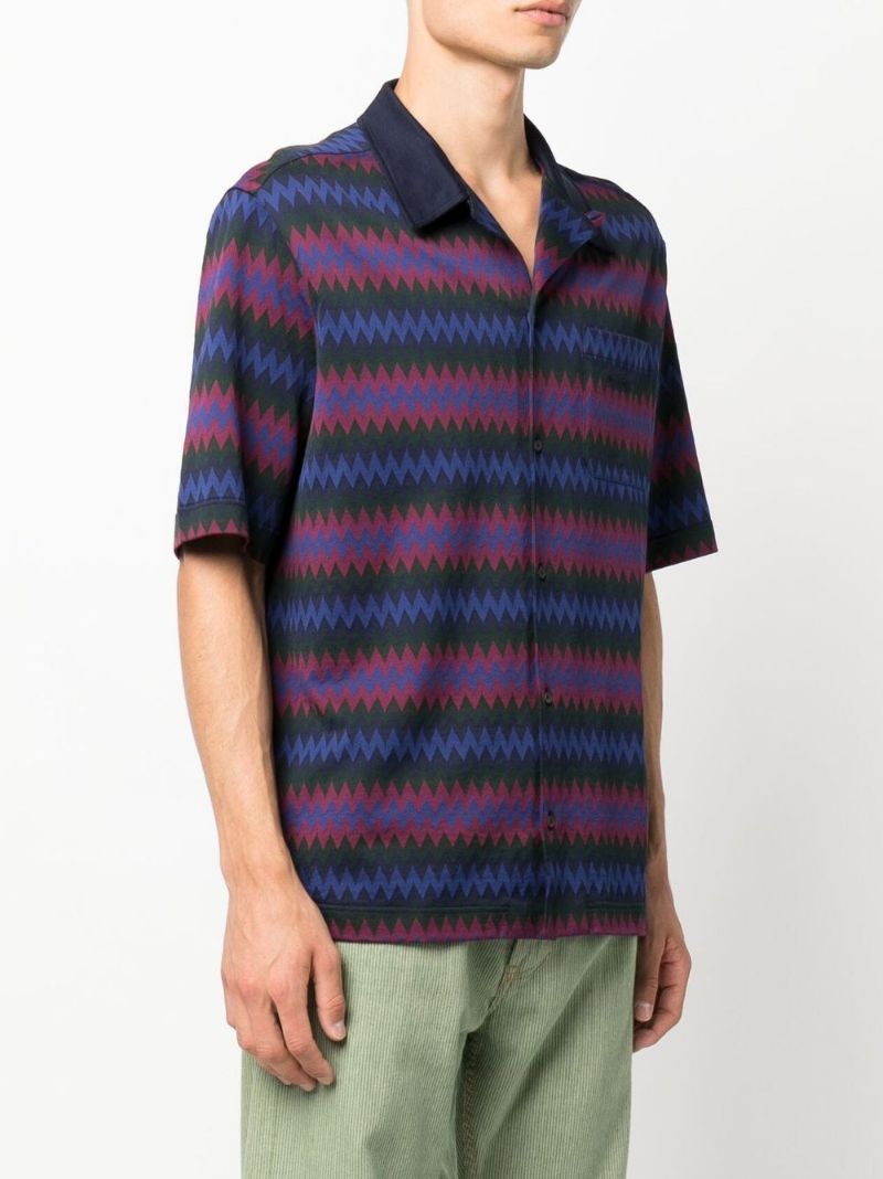 Blue Zigzag Cotton Shirt