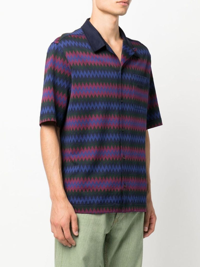 Blue Zigzag Cotton Shirt