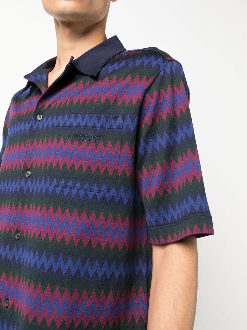 Blue Zigzag Cotton Shirt