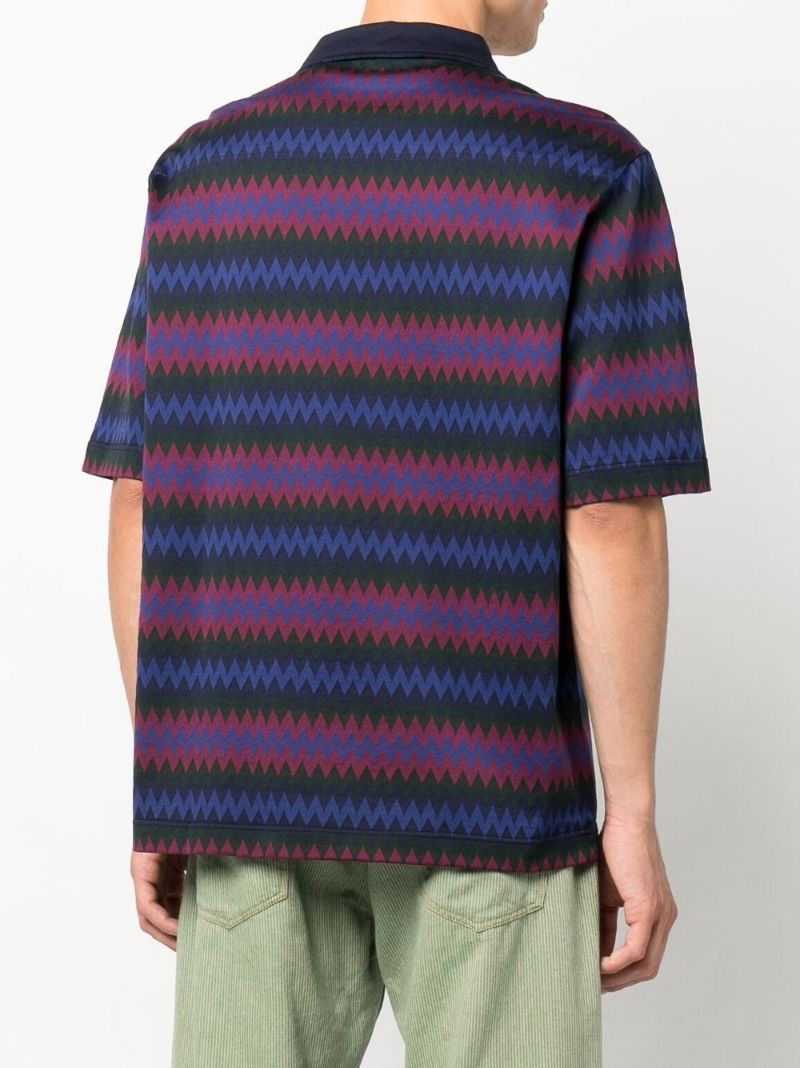 Blue Zigzag Cotton Shirt
