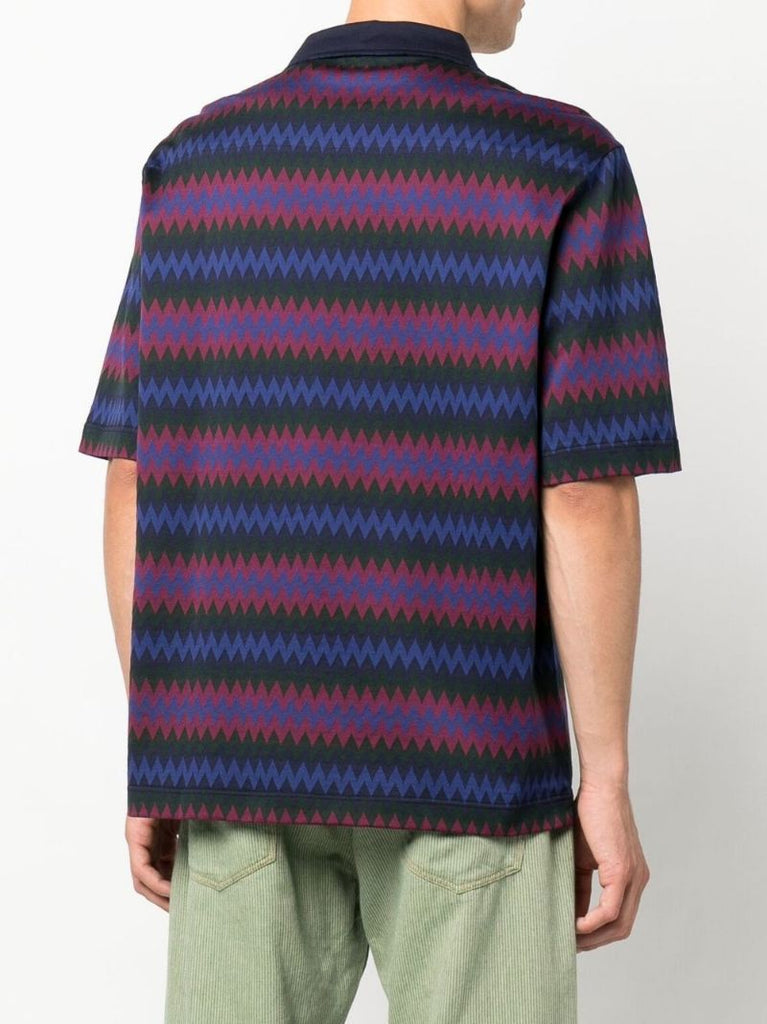 Blue Zigzag Cotton Shirt