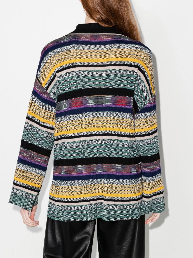 Missoni Striped Multicolor Plisse Polo S