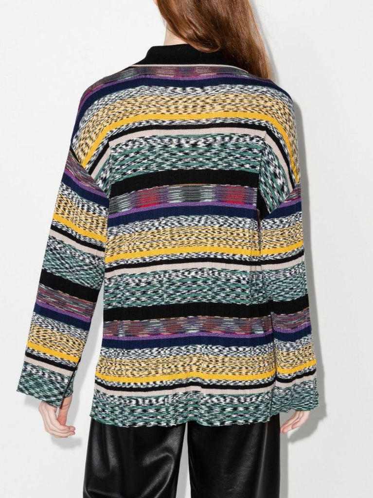 Missoni Striped Multicolor Plisse Polo S
