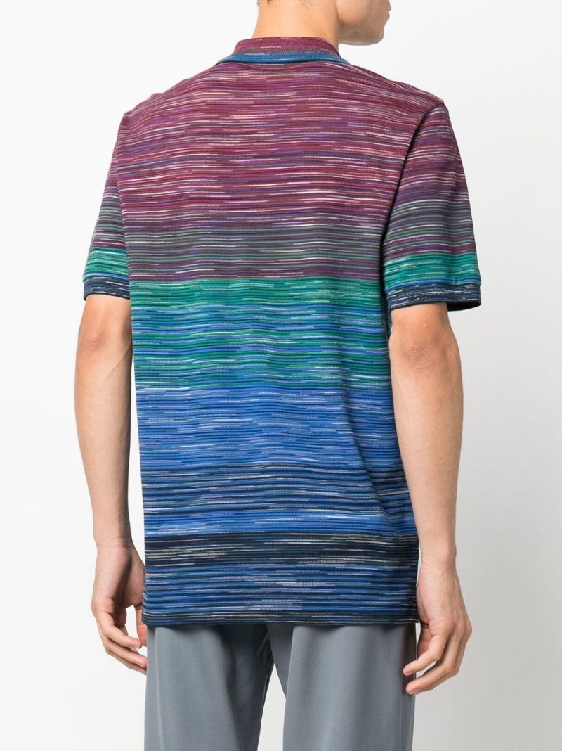 Red Striped Cotton Polo Shirt