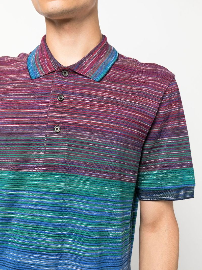 Red Striped Cotton Polo Shirt