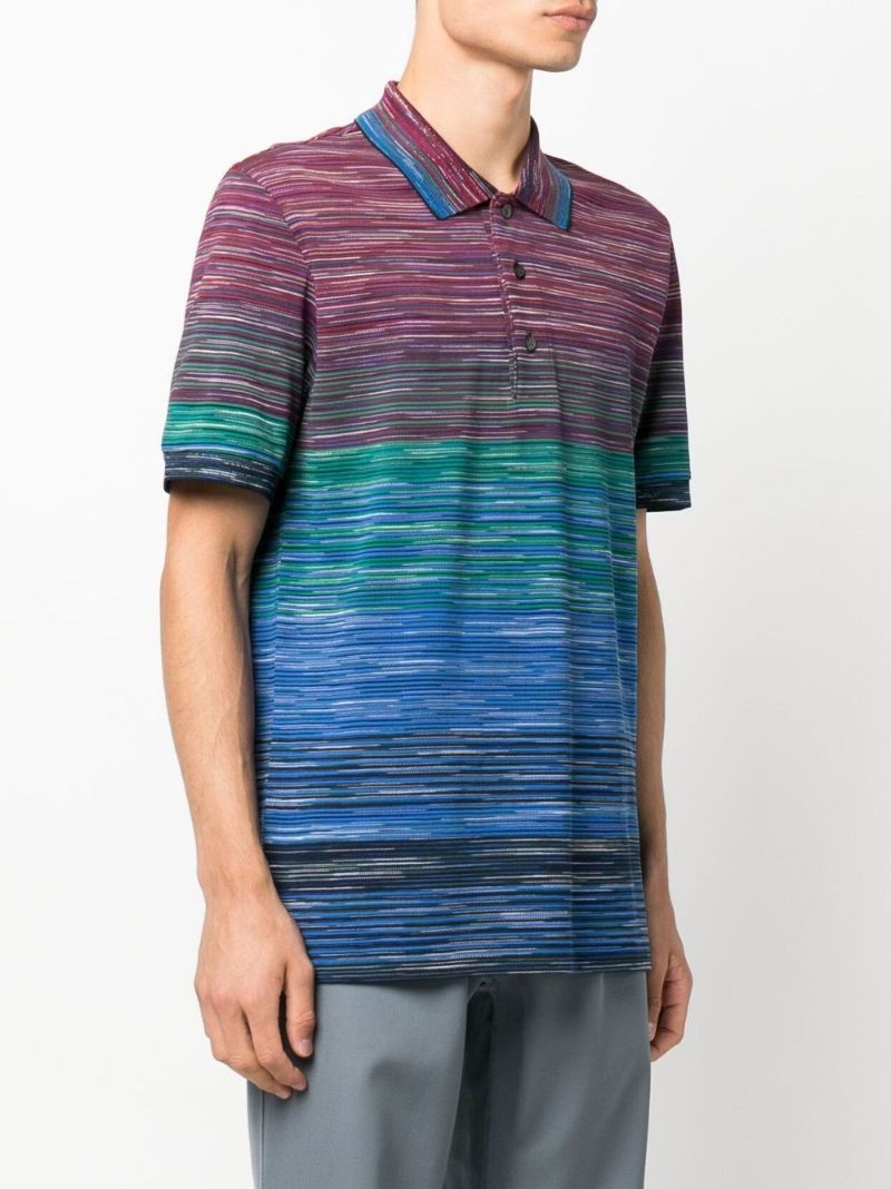 Red Striped Cotton Polo Shirt