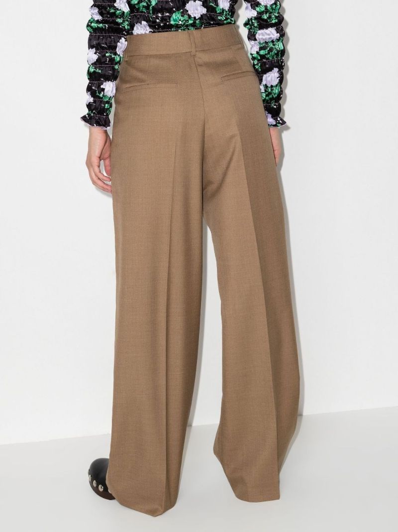 Neutral Wide Leg Wool Trousers