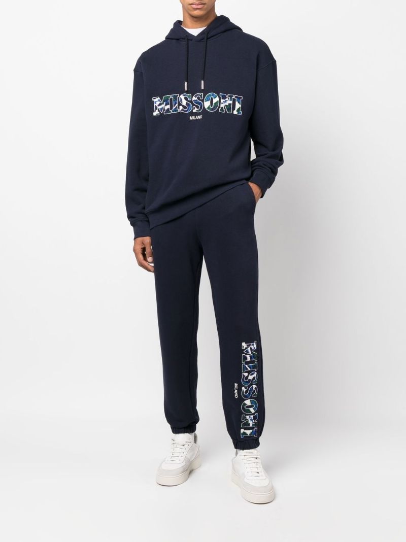 Blue Logo Embroidered Hoodie