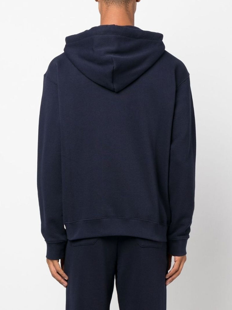 Blue Logo Embroidered Hoodie