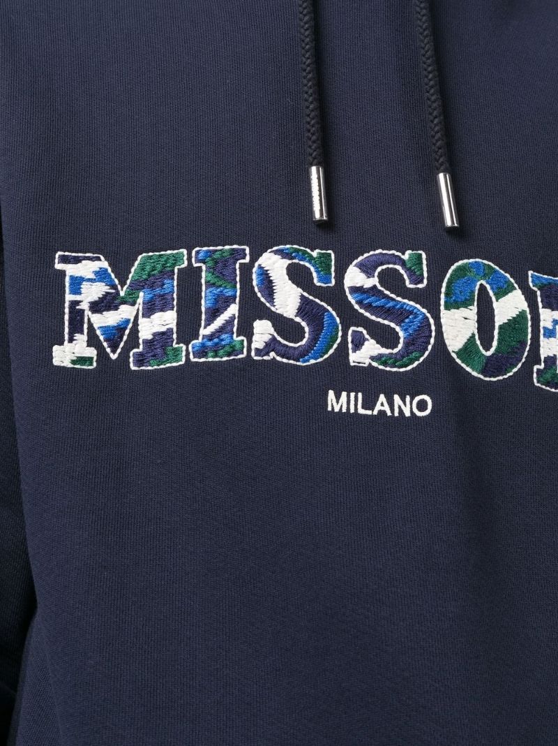 Blue Logo Embroidered Hoodie