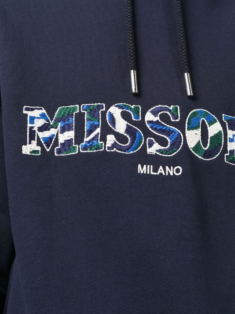 Blue Logo Embroidered Hoodie