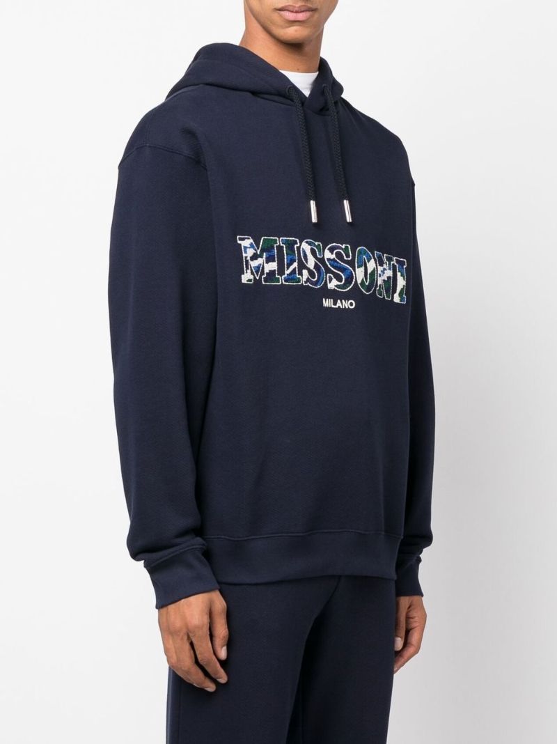 Blue Logo Embroidered Hoodie