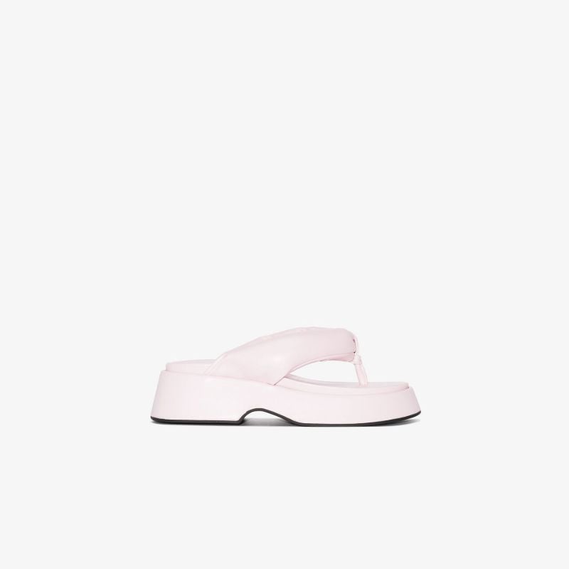 Pink Padded Vegan Leather Sandals