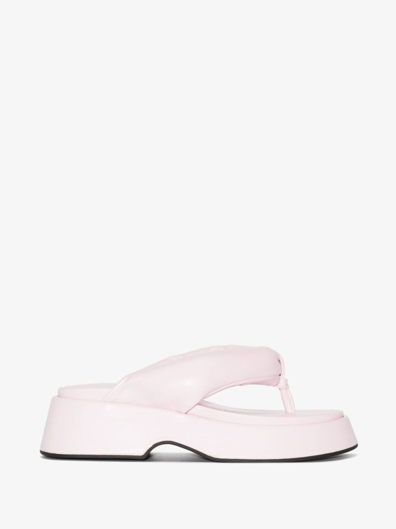 Pink Padded Vegan Leather Sandals