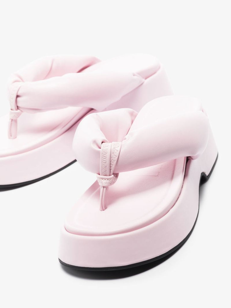Pink Padded Vegan Leather Sandals