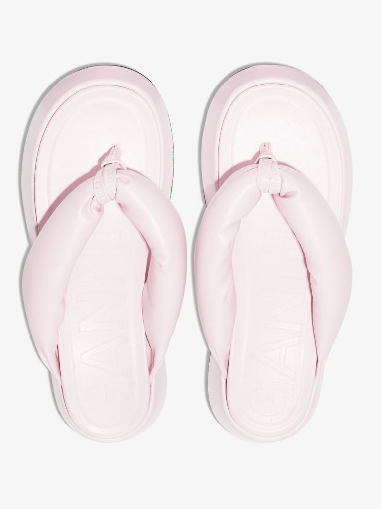Pink Padded Vegan Leather Sandals
