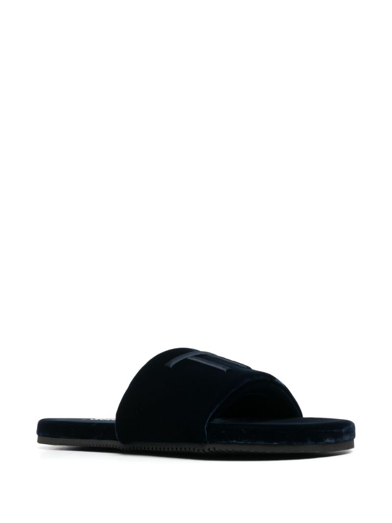 Blue Harrison Logo Velvet Slides