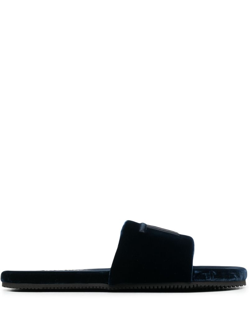Blue Harrison Logo Velvet Slides