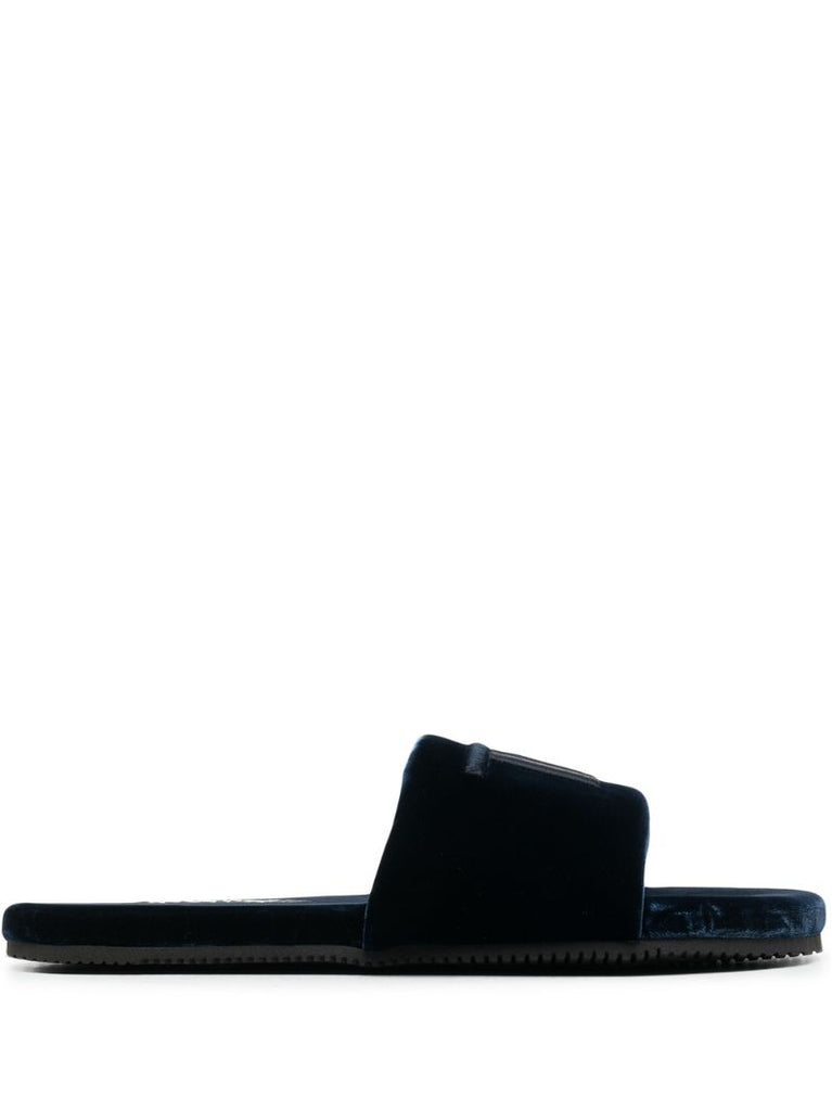 Blue Harrison Logo Velvet Slides