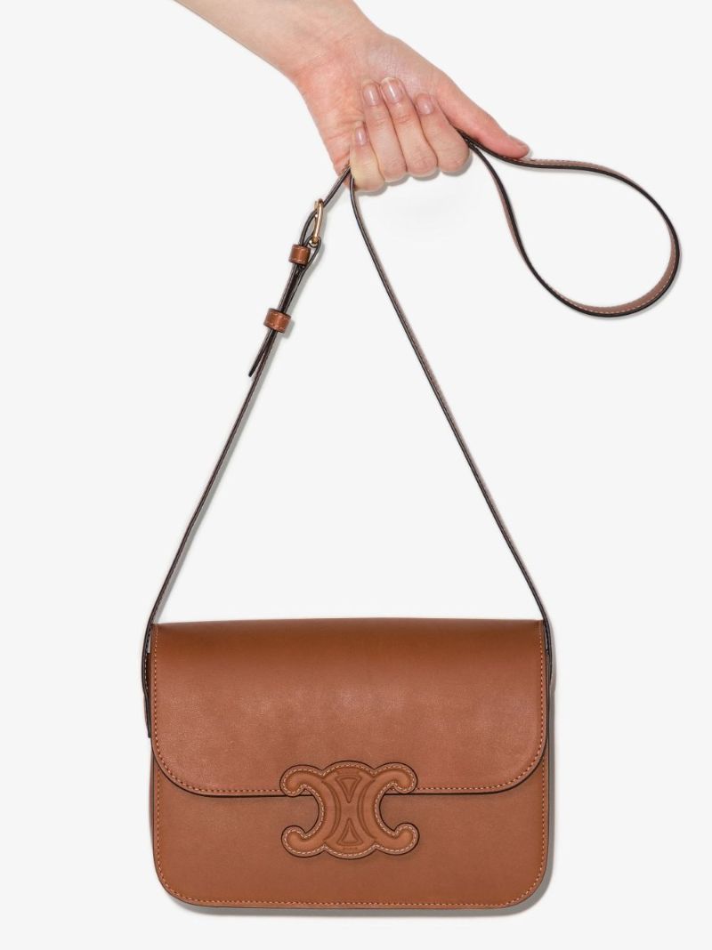Brown Triomphe Medium Leather Shoulder Bag