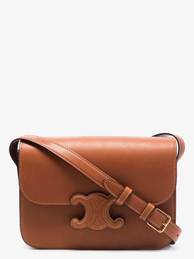 Brown Triomphe Medium Leather Shoulder Bag