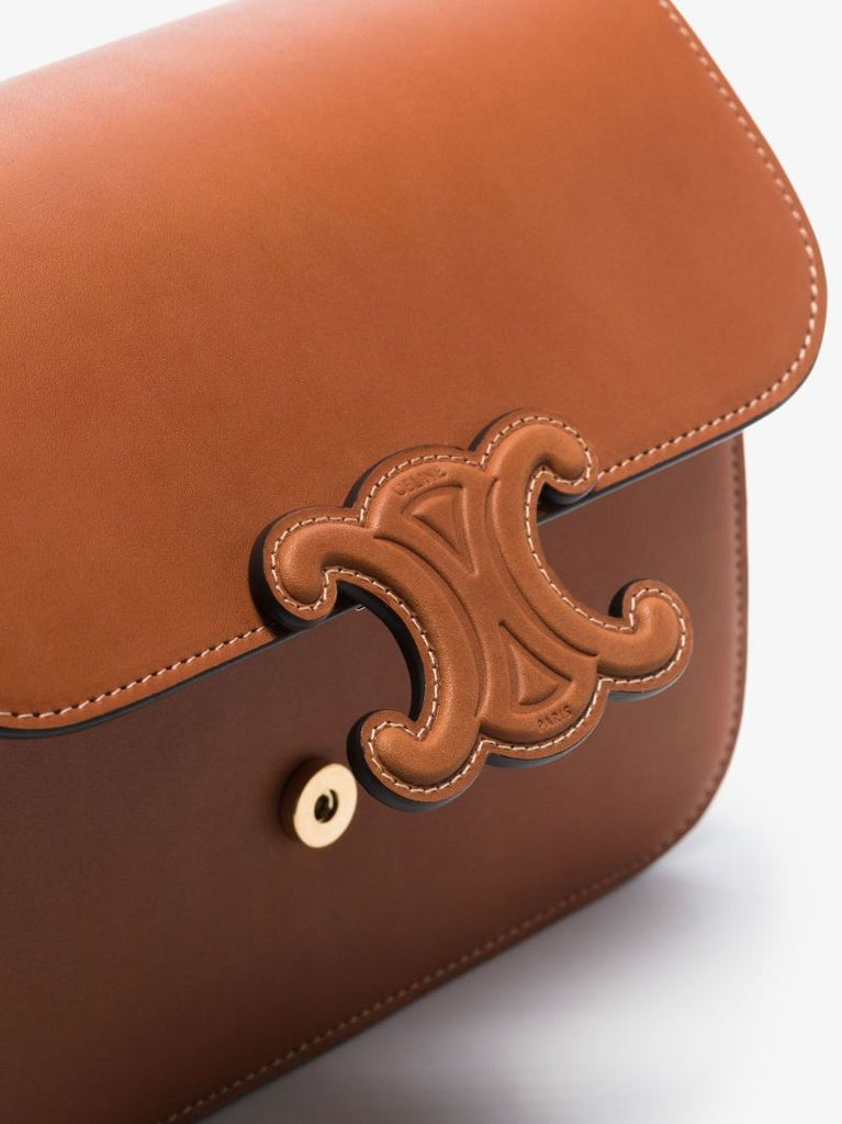 Brown Triomphe Medium Leather Shoulder Bag