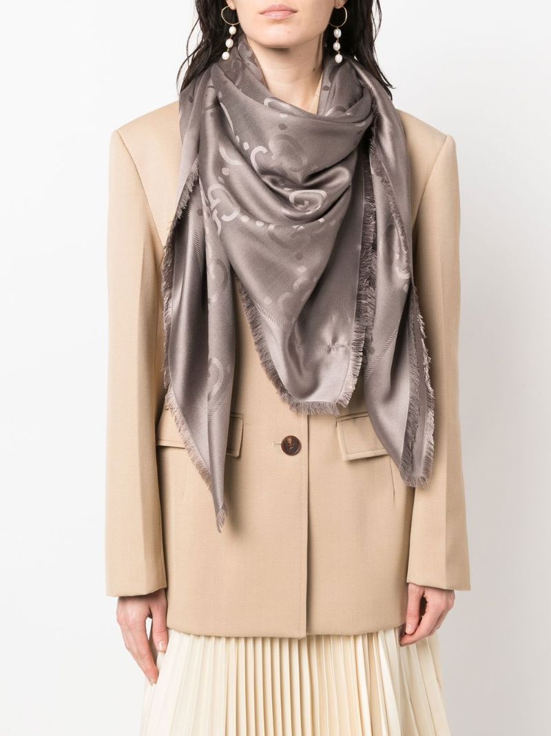 Grey Gg Jacquard Shawl