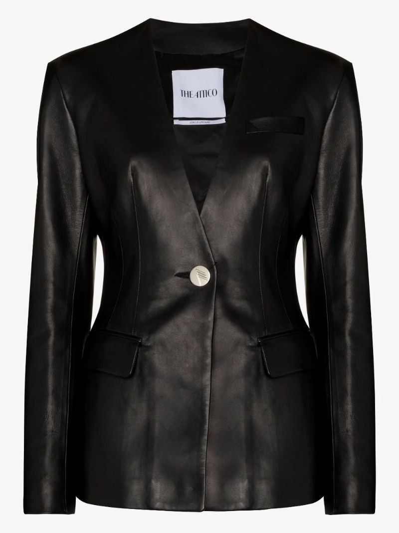 Single-breasted Leather Blazer