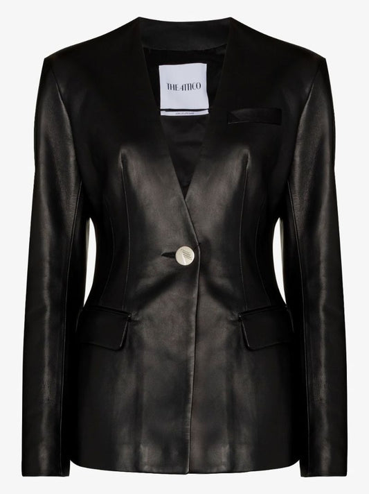 Single-breasted Leather Blazer
