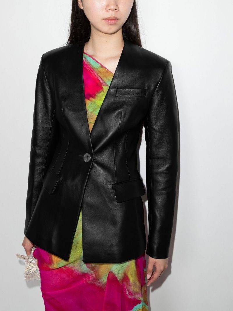 Single-breasted Leather Blazer