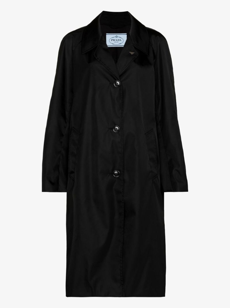 Black Re-nylon Single-breasted Trench Coat