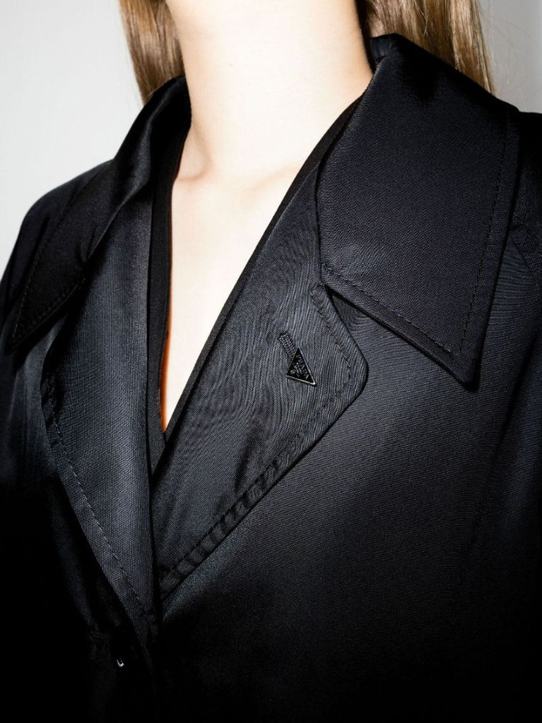 Black Re-nylon Single-breasted Trench Coat