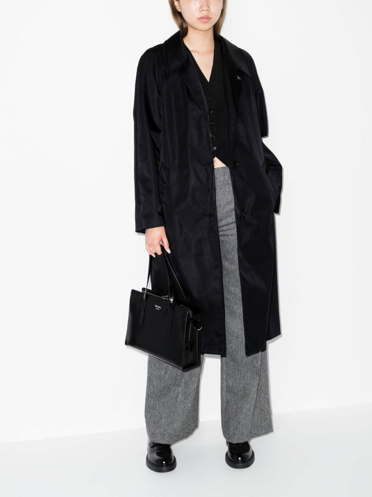 Black Re-nylon Single-breasted Trench Coat