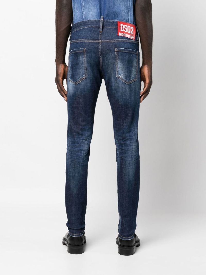 Blue Dsquared2 Tidy Biker Logo Lettering Jeans