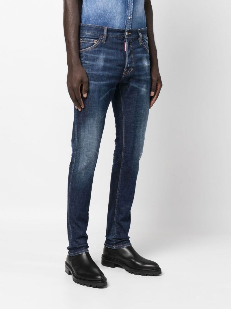 Blue Dsquared2 Tidy Biker Logo Lettering Jeans