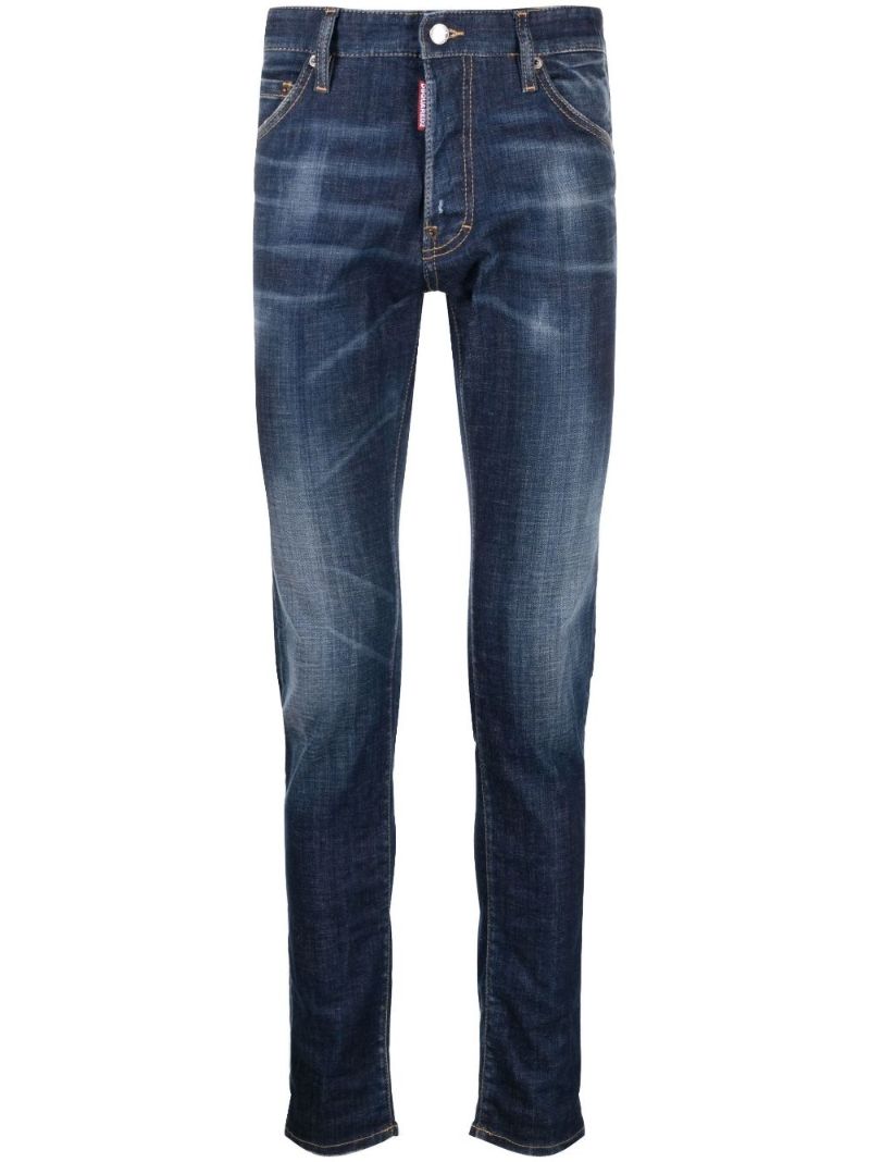Blue Dsquared2 Tidy Biker Logo Lettering Jeans