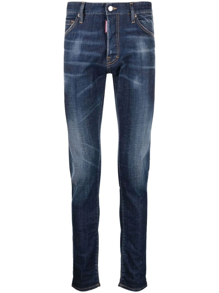 Blue Dsquared2 Tidy Biker Logo Lettering Jeans