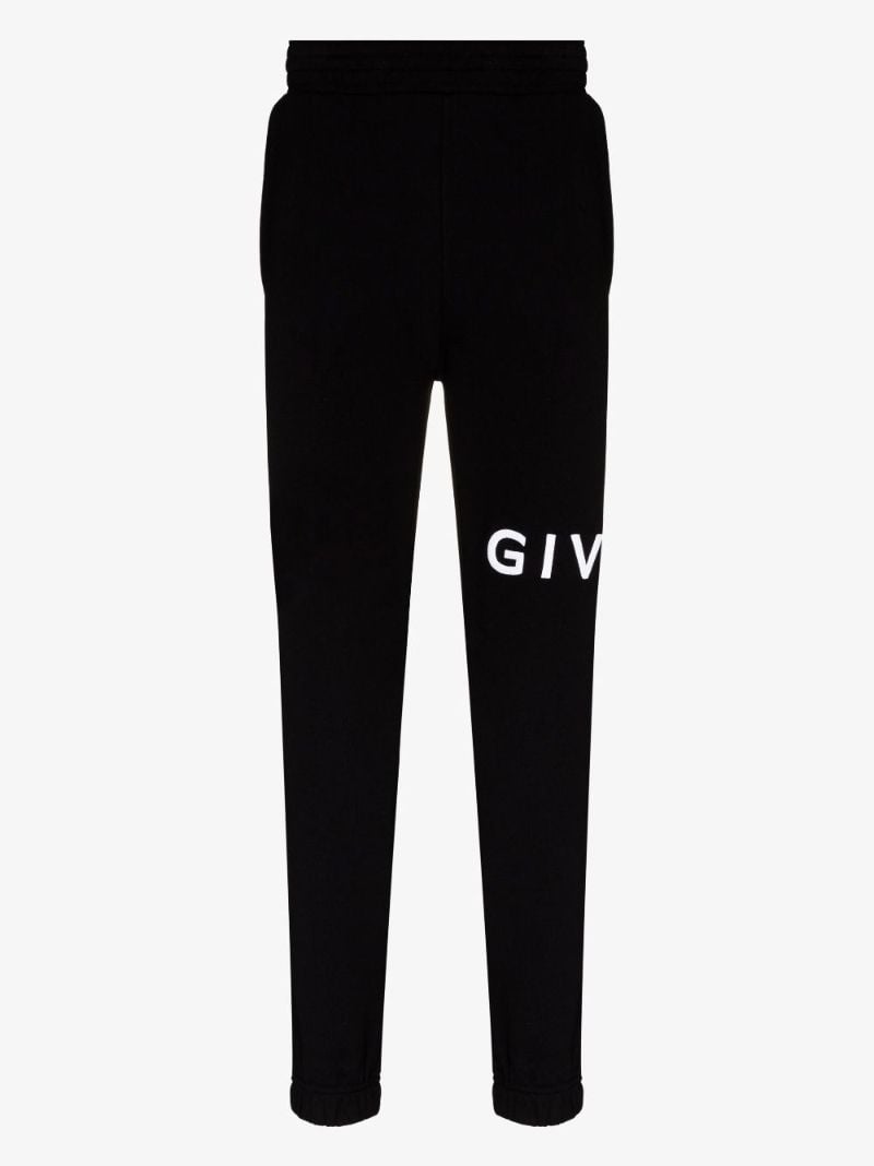 Black Logo Embroidered Cotton Track Pants