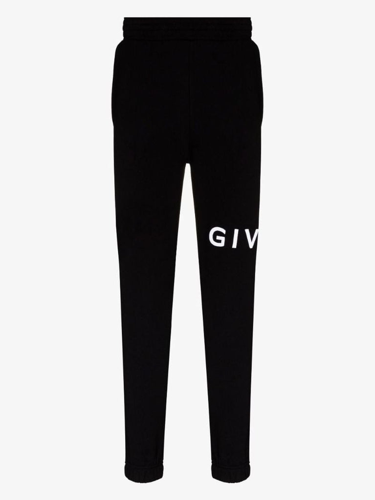 Black Logo Embroidered Cotton Track Pants