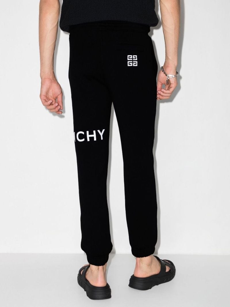 Black Logo Embroidered Cotton Track Pants