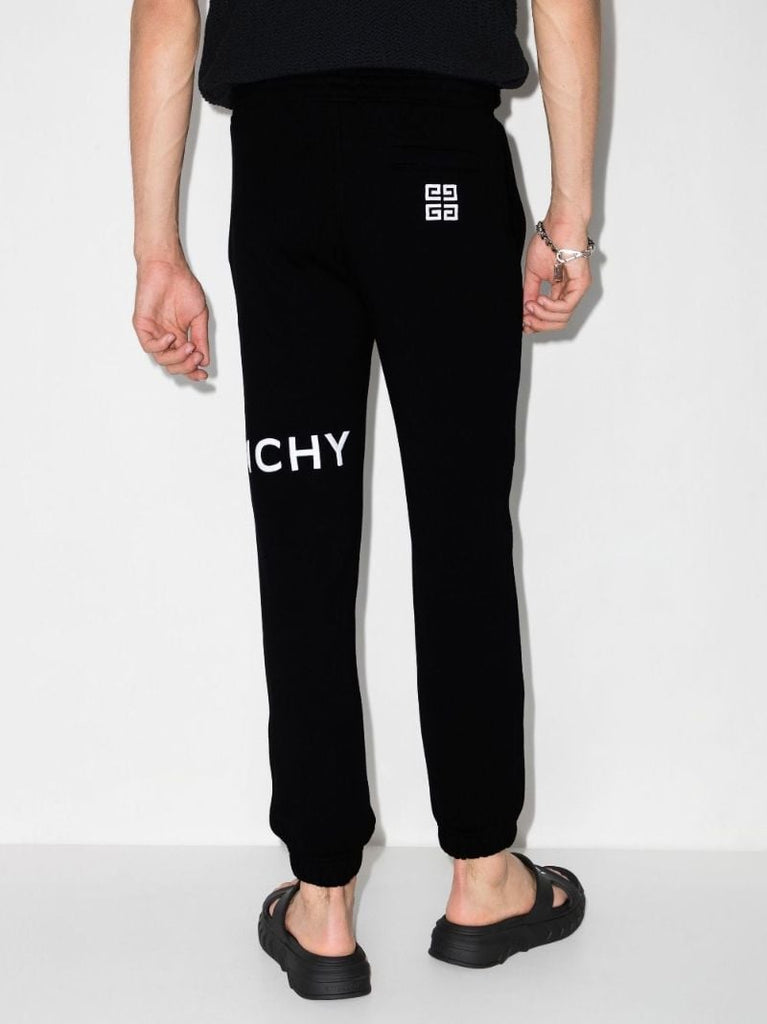 Black Logo Embroidered Cotton Track Pants
