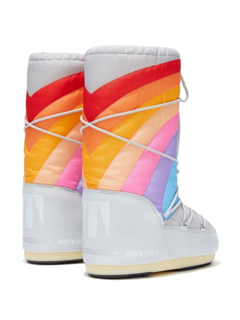 Neutral Rainbow Quilted Snow Boots