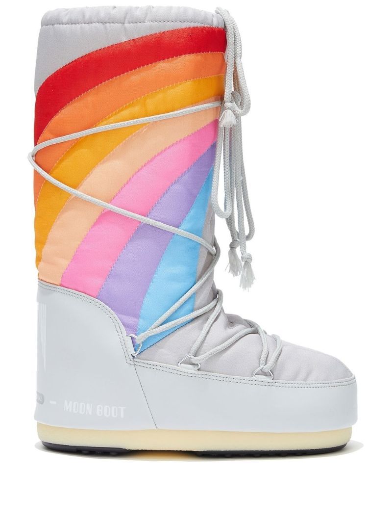 Neutral Rainbow Quilted Snow Boots