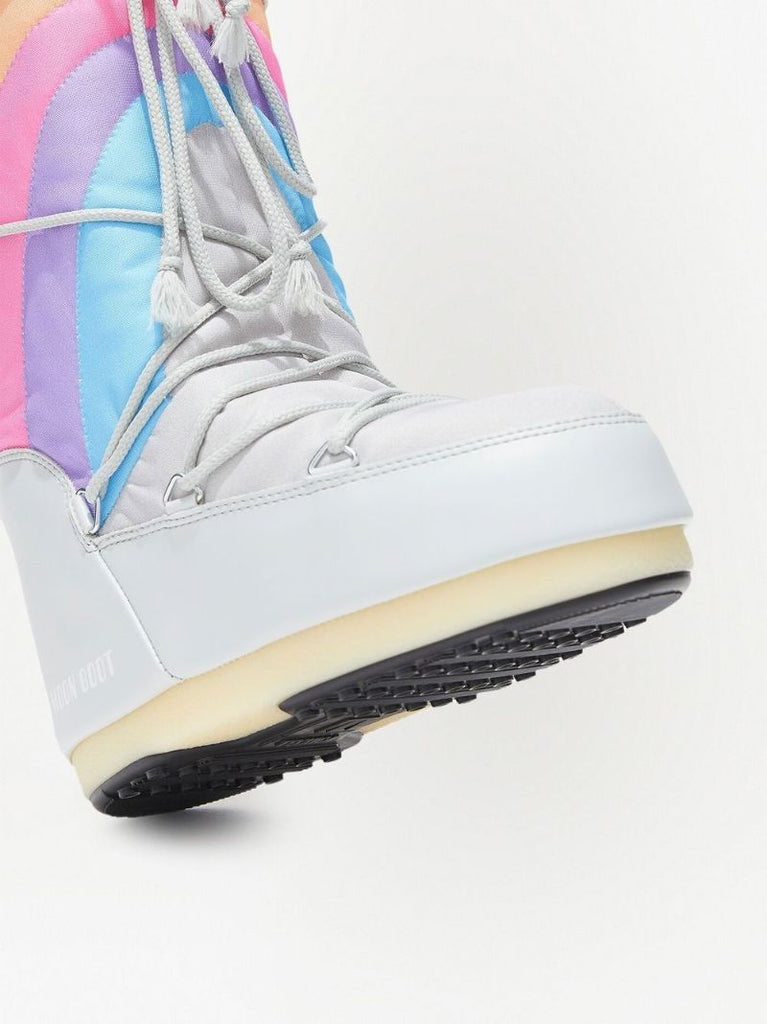 Neutral Rainbow Quilted Snow Boots