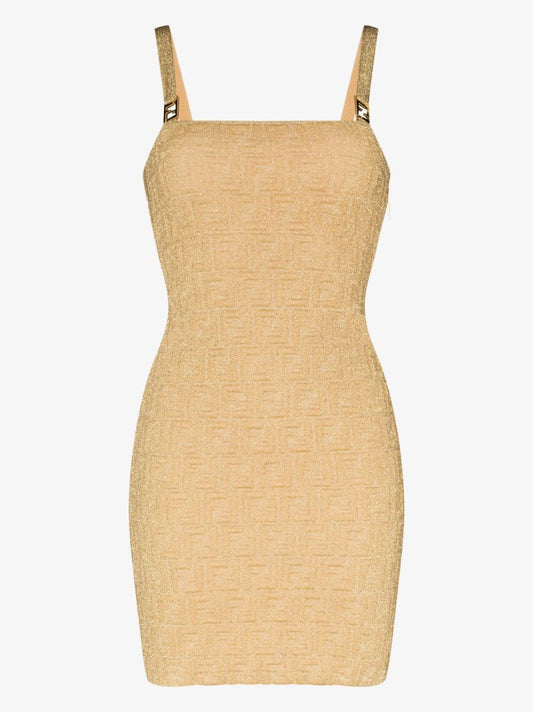 Gold Ff Mini Dress