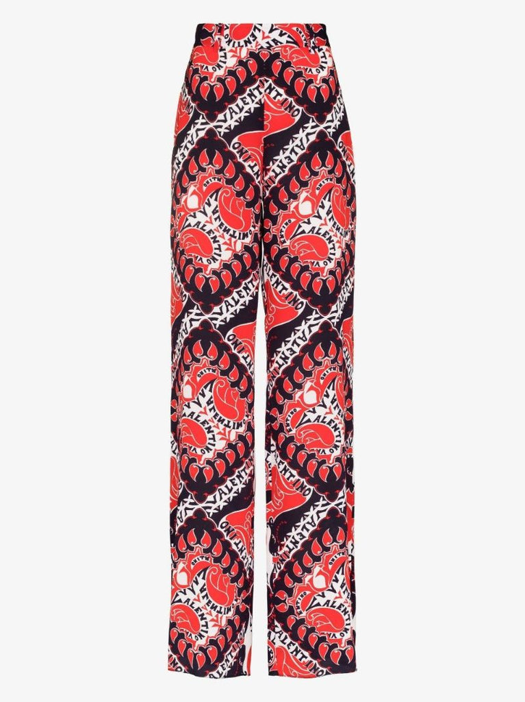 Red Manifesto Bandana Print Silk Trousers