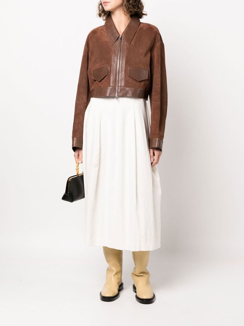 Brown Combly Cropped Suede Jacket