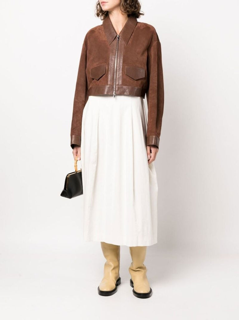 Brown Combly Cropped Suede Jacket